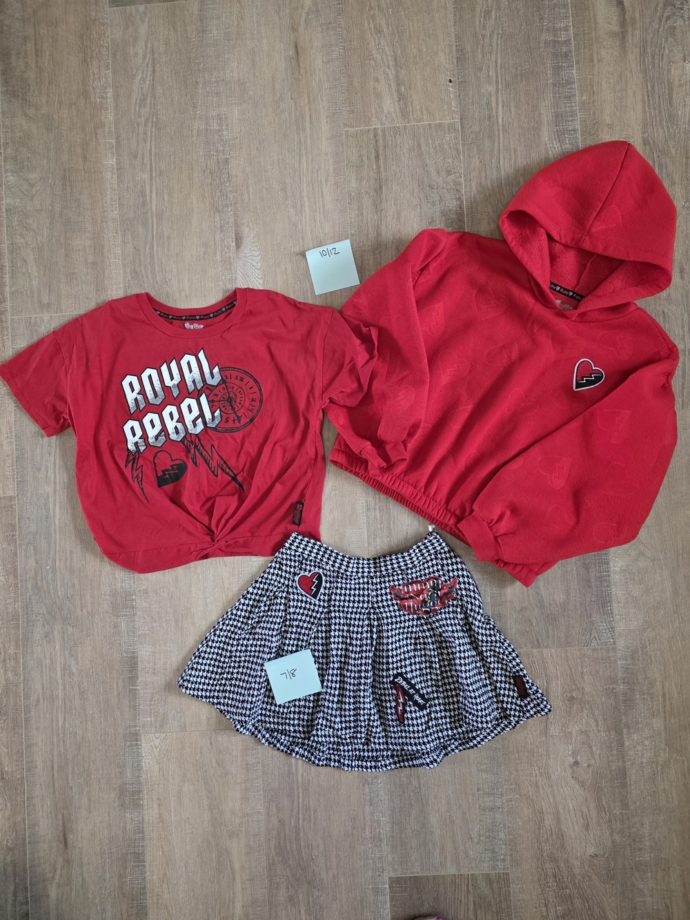 Disney Desendents Red Girls' Hoodie & Tee Set with Houndstooth Skirt